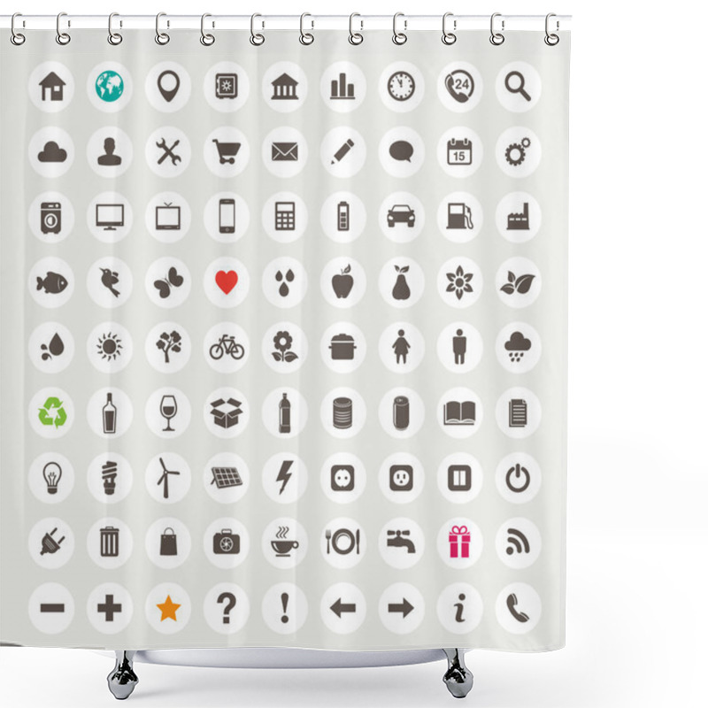 Personality  Set Of Web Icons Shower Curtains