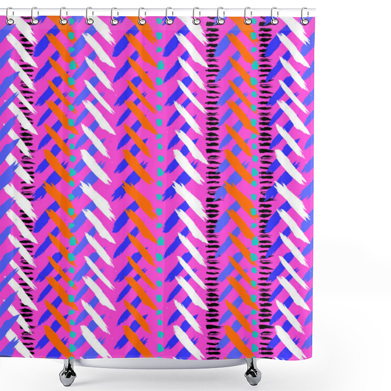 Personality  Chevron Hand Painted Vector Seamless Pattern Shower Curtains