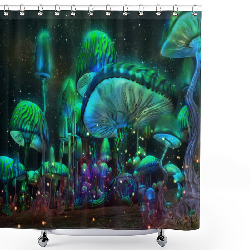 Personality   Luminous Mushrooms, 3d Cg Shower Curtains