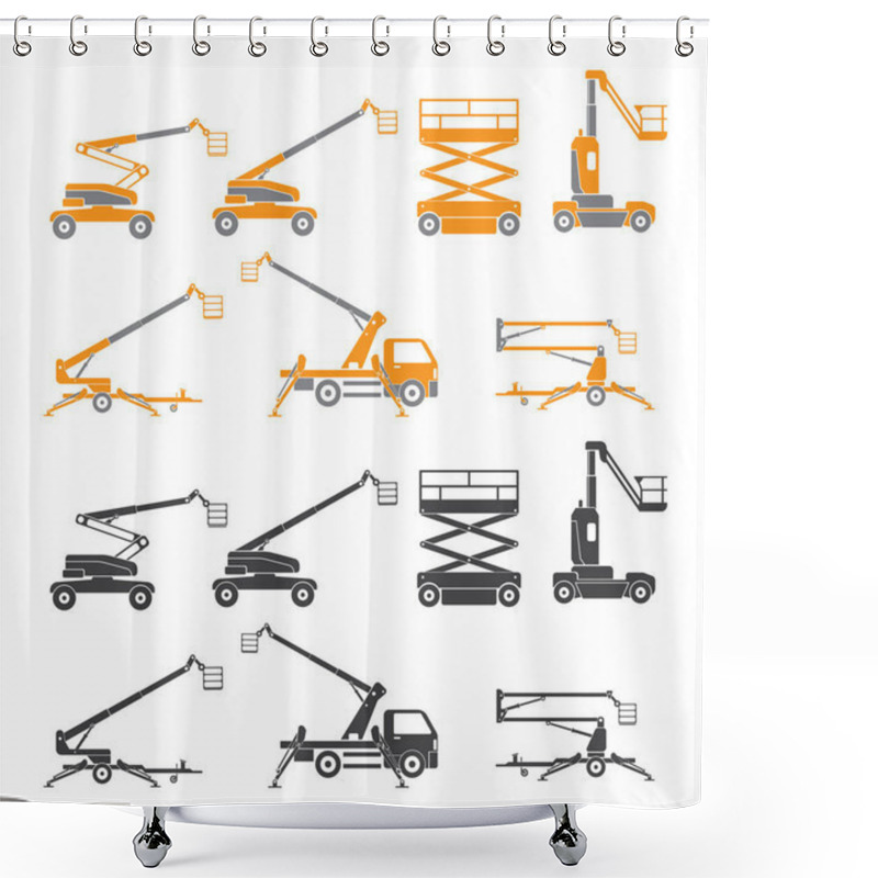 Personality  Set Of Lifting Machine Icons Shower Curtains