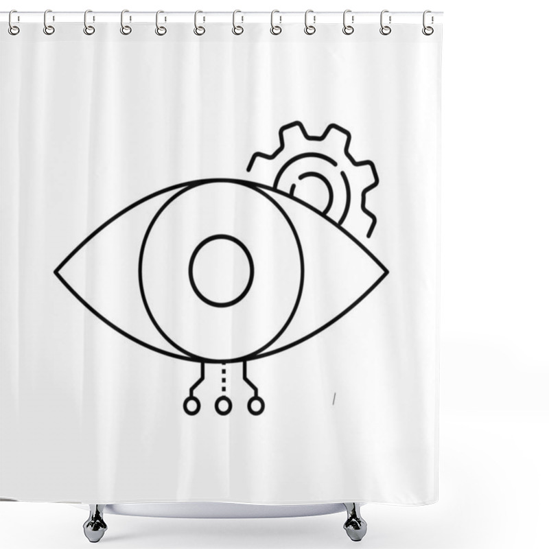 Personality  AI-Powered Computer Vision Eye Vector Icon Design, Deep Learning, Vision Technology, Object Detection Shower Curtains