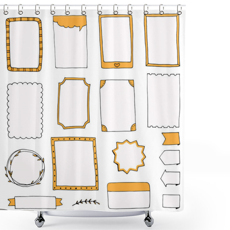 Personality  Bullet Journal Hand-drawn Frames Set Shower Curtains