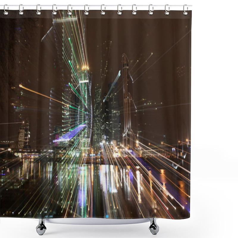 Personality  Famous And Beautiful Night View Skyscrapers City Shower Curtains