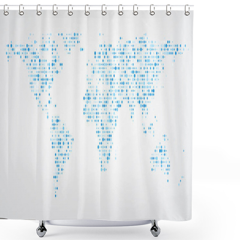 Personality  World Map Of Blue Dots Background. Shower Curtains