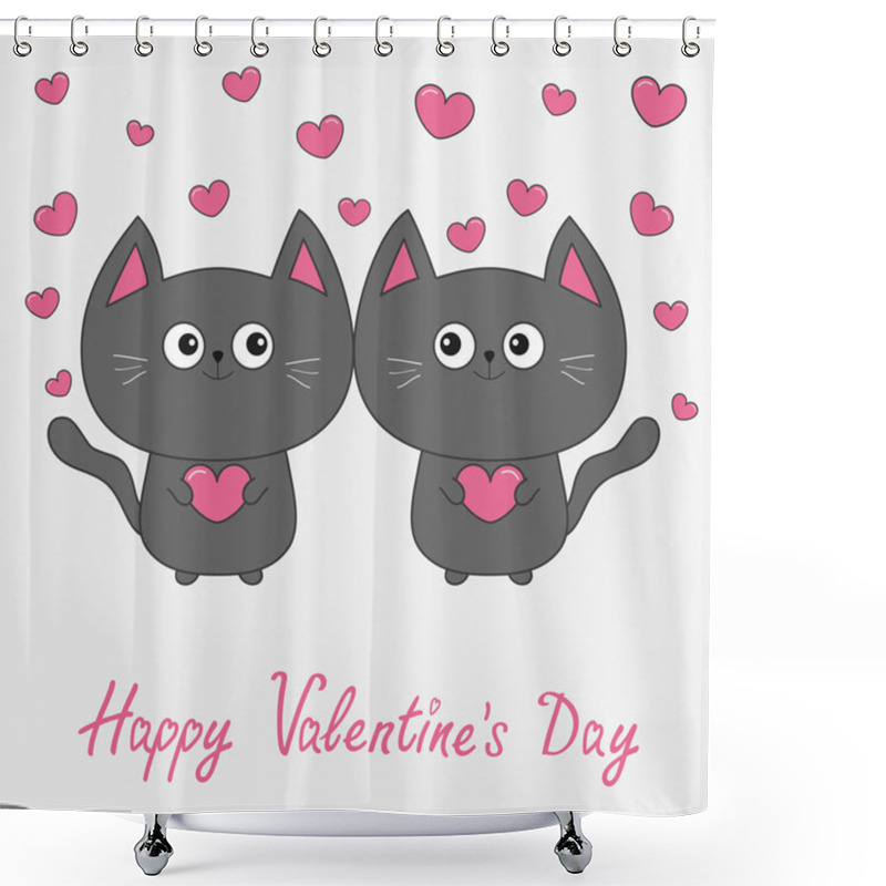 Personality  Cats Couple Holding Hearts Shower Curtains