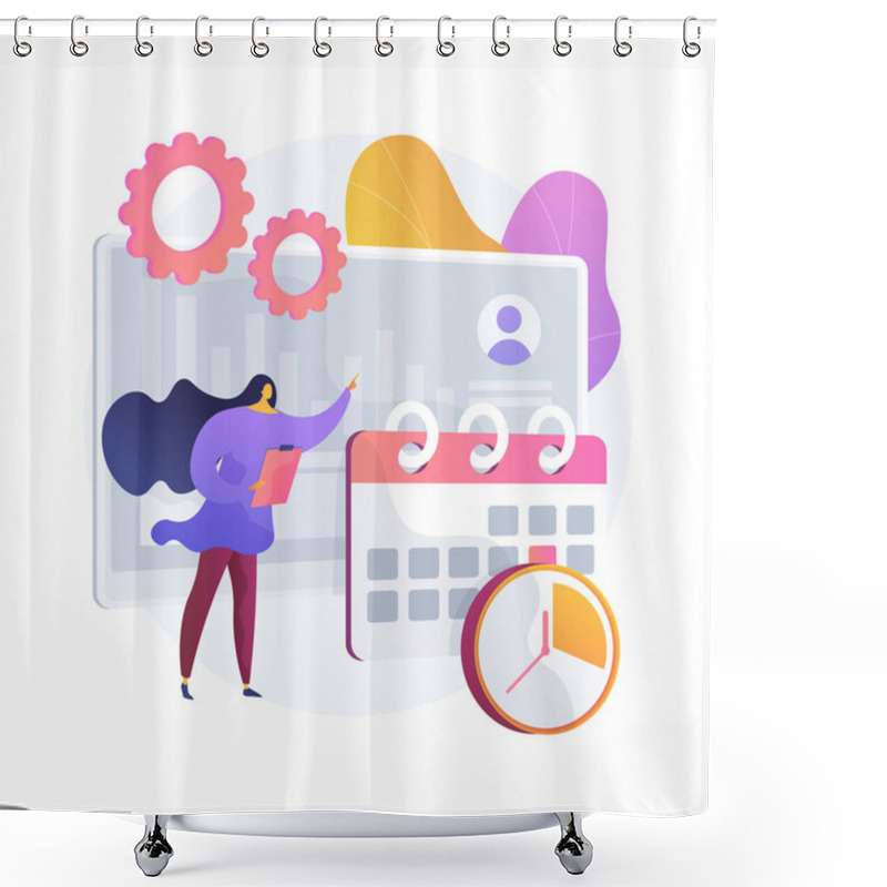 Personality  Time And Attendance Tracking System Abstract Concept Vector Illustration. Shower Curtains