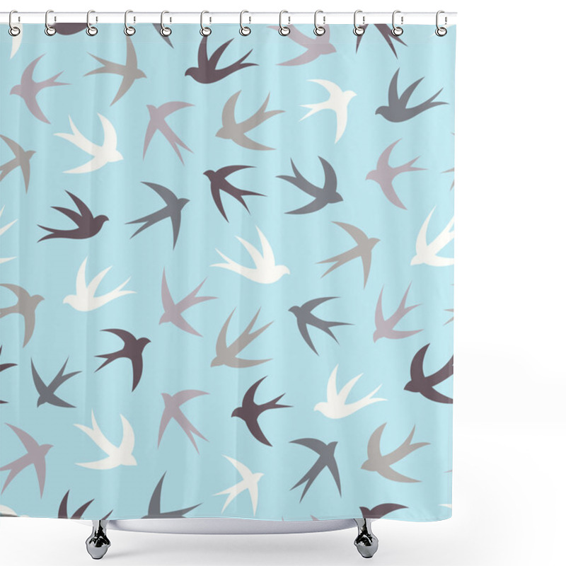 Personality  Seamless Pattern With A Flock Of Swallows. Shower Curtains