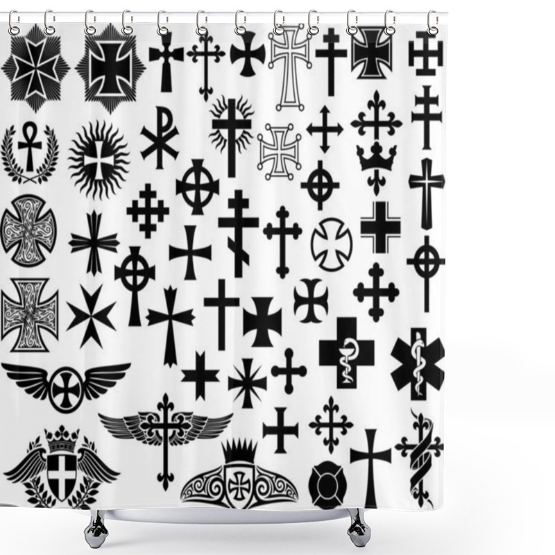 Personality  Big Collection Of Vector Isolated Crosses Shower Curtains