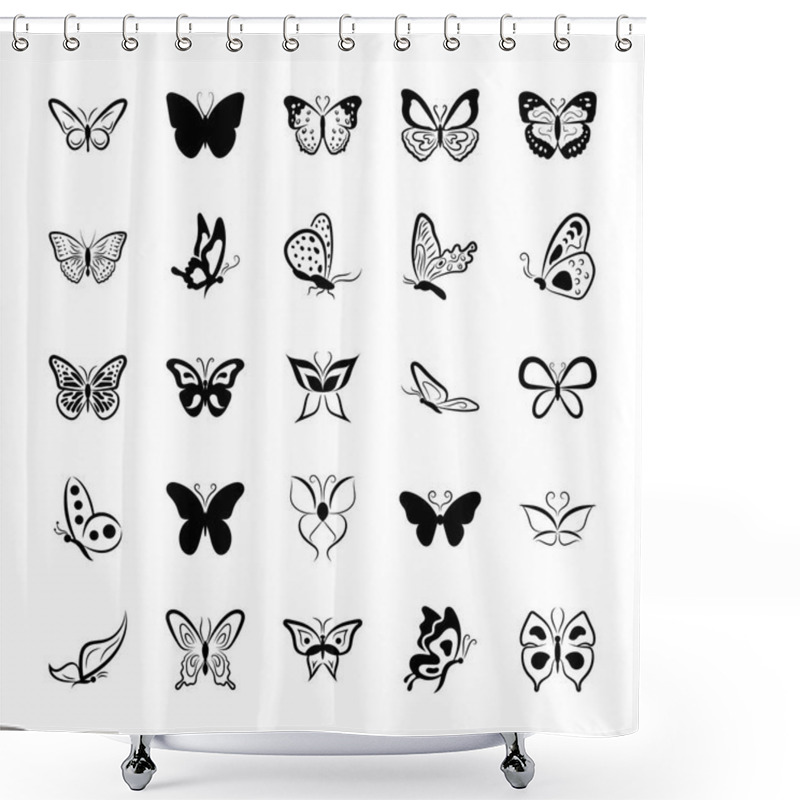 Personality  Butterfly Symbols Vector Icons Pack Shower Curtains