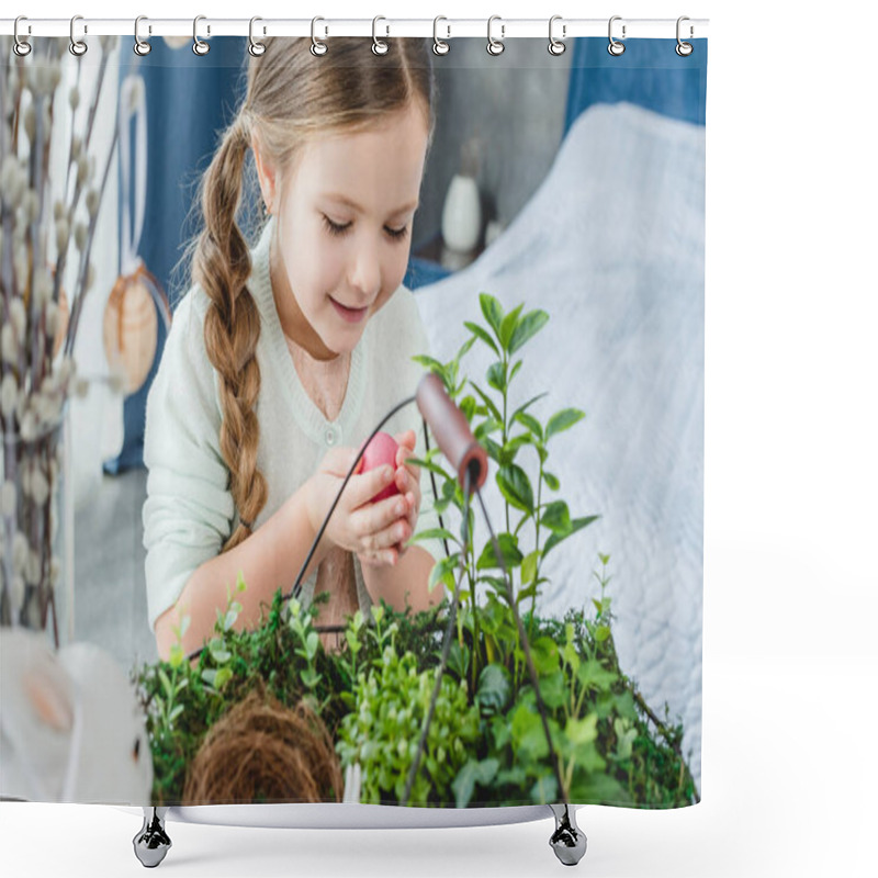 Personality  Girl With Easter Egg Shower Curtains