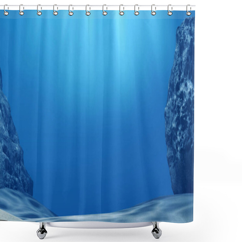 Personality  Underwater With Sun Rays And Stones In Deep Blue Sea Shower Curtains