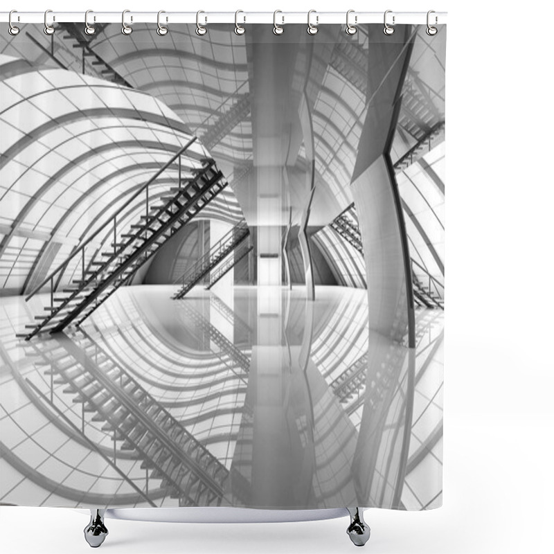 Personality  Futuristic Airport Interior		 Shower Curtains