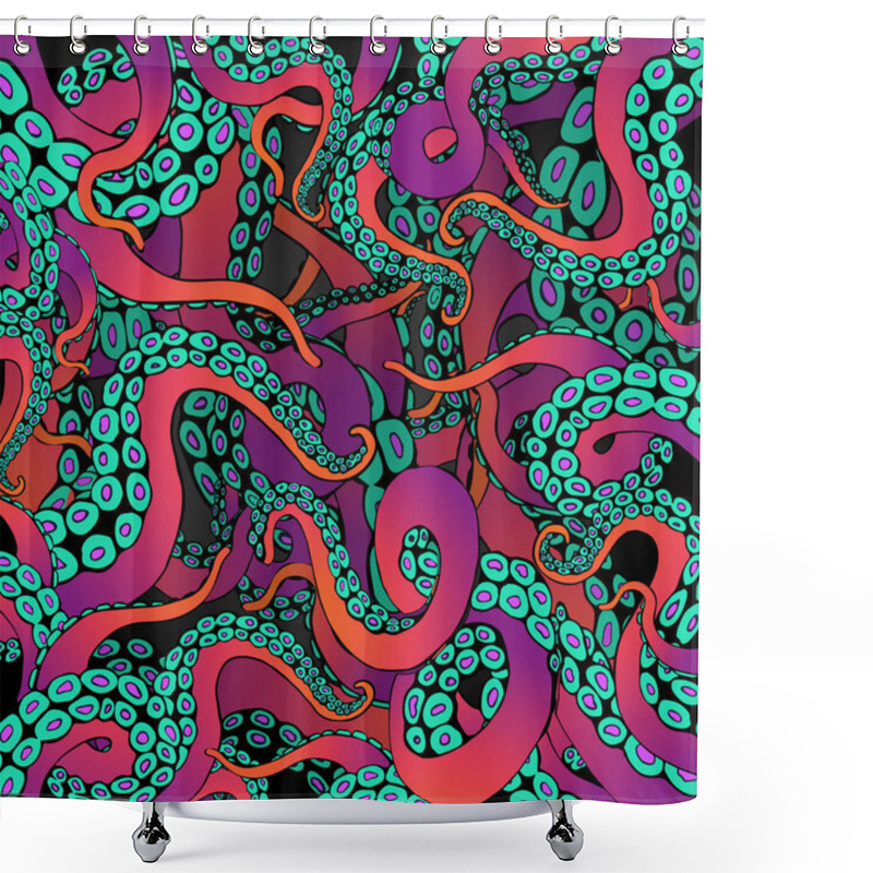 Personality  Octopus Frame Design, Creative Ocean Doodle Shower Curtains