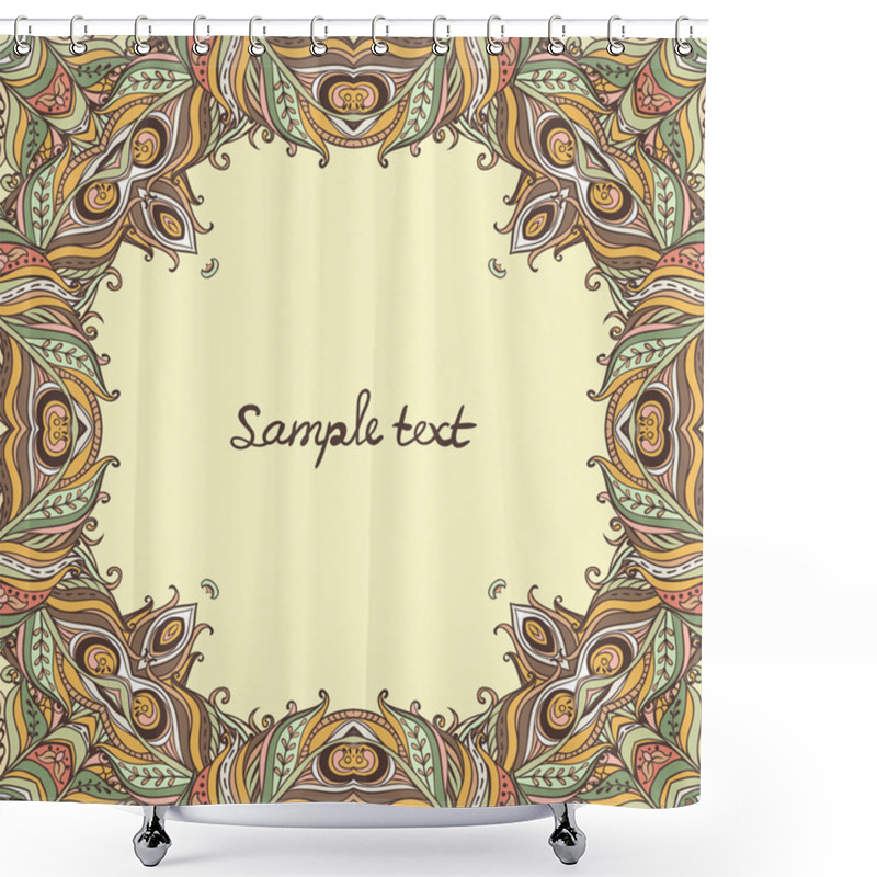 Personality  Vector Floral Ornate Frame With Many Details Shower Curtains