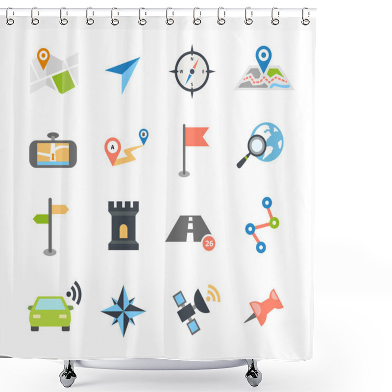 Personality  Navigation Icons Flat Design Shower Curtains