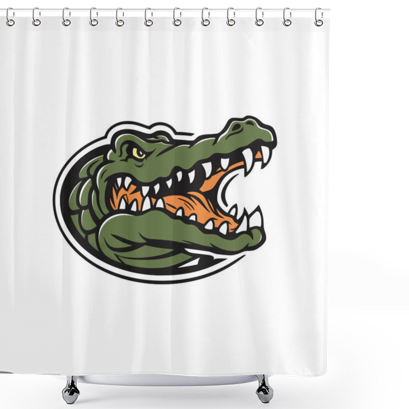 Personality  Crocodile Roar Illustration Logo Design Shower Curtains