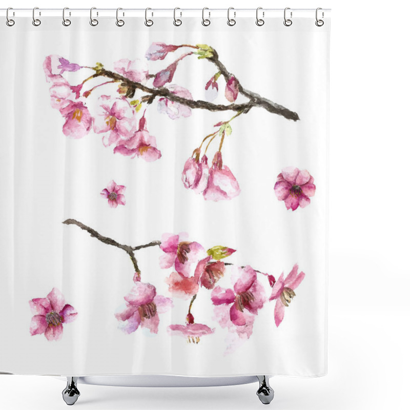 Personality  Hand Drawn Cherry Blossoms. Shower Curtains