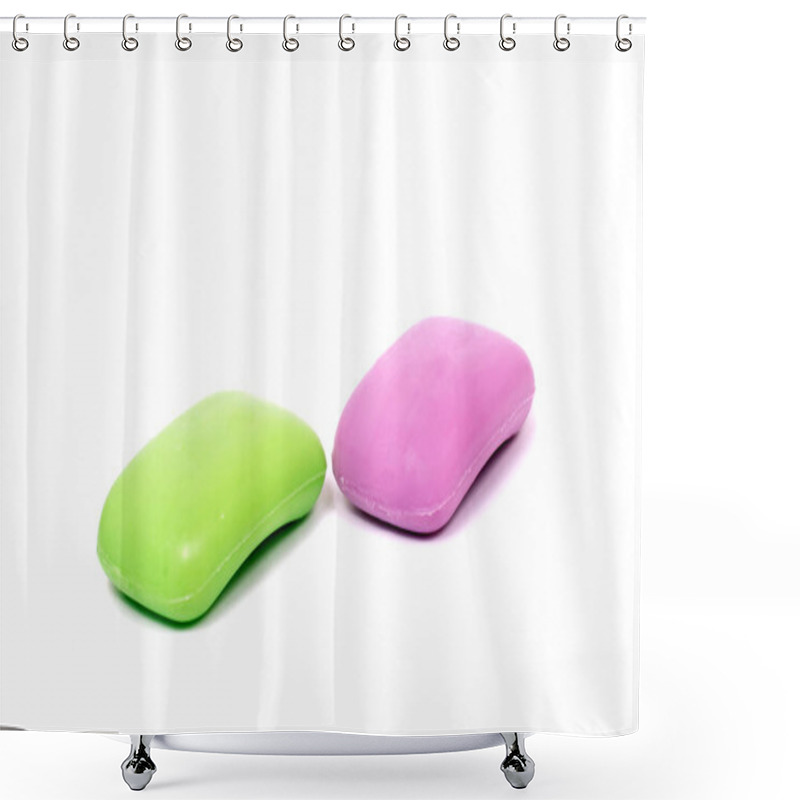 Personality  Soap In Soap Dish Isolated On A White Background. Flat Lay Top View Shower Curtains