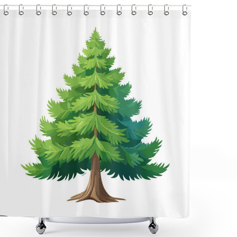 Personality  Pine Tree Vector Art Landscape Illustration Design Shower Curtains