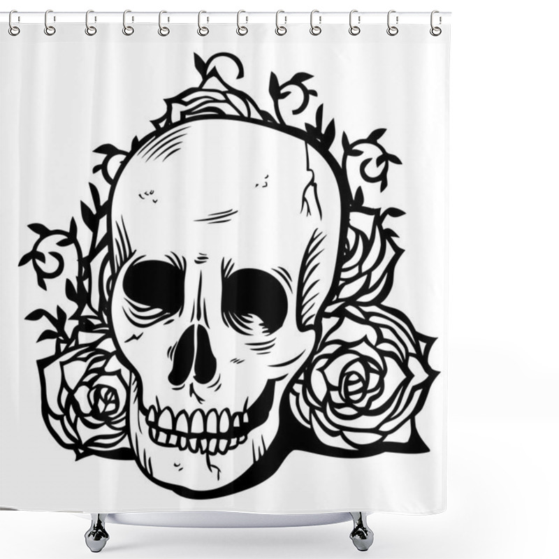 Personality  Skull Flowers Shower Curtains