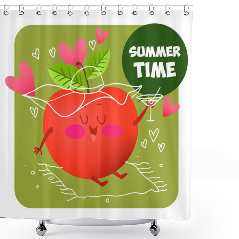 Personality  Summer Time - Red Apple. Shower Curtains