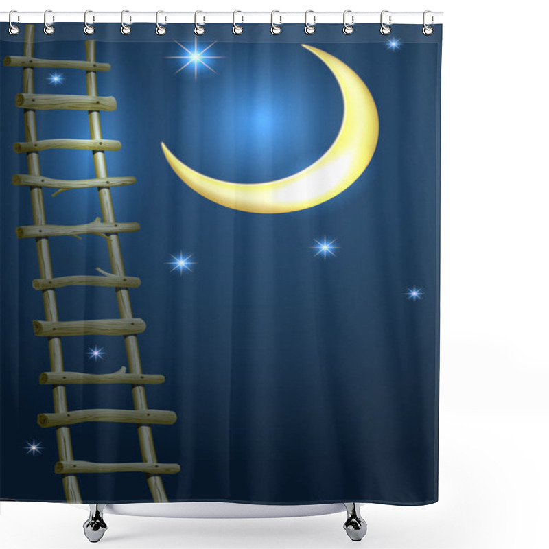 Personality  Illustration With A Crescent Shower Curtains