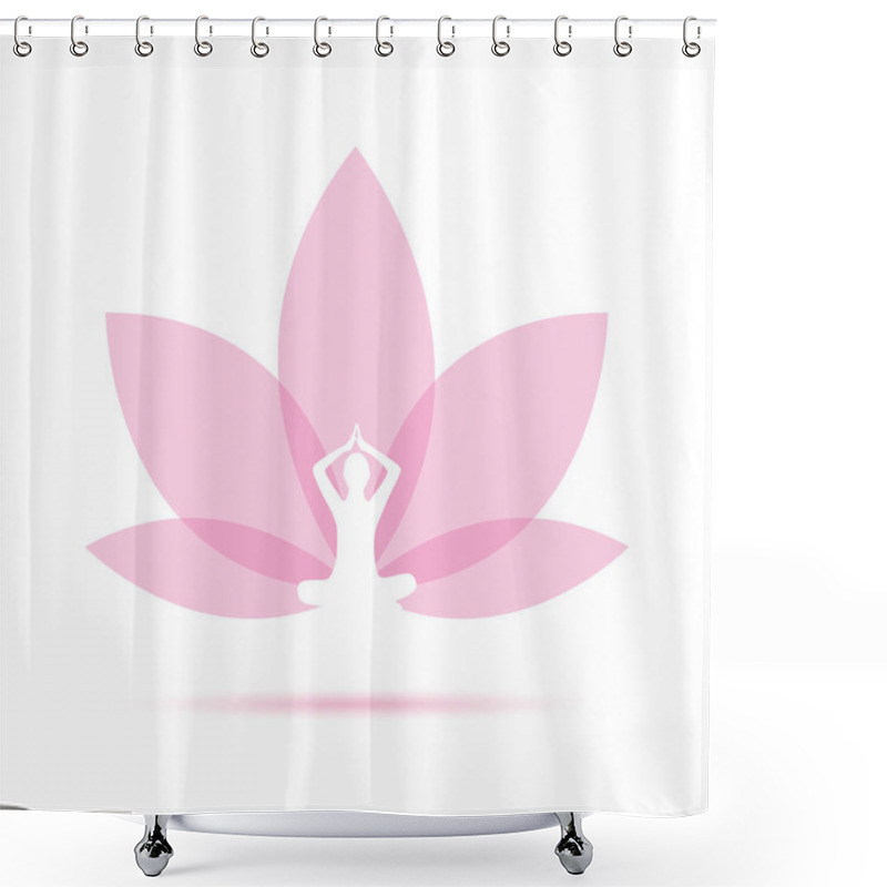 Personality  Yoga Person Sitting In A Lotus Pose Pink Shower Curtains