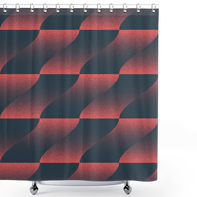 Personality  Leaning Checkered Seamless Pattern Trend Dot Work Vector Red Abstract Background. Chequered Oblique Structure Half Tone Art Illustration For Textile Print. Endless Graphical Abstraction For Wallpaper Shower Curtains