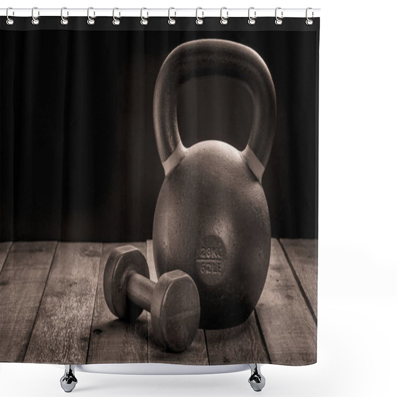 Personality  Iron Kettlebell And Dumbbell Shower Curtains