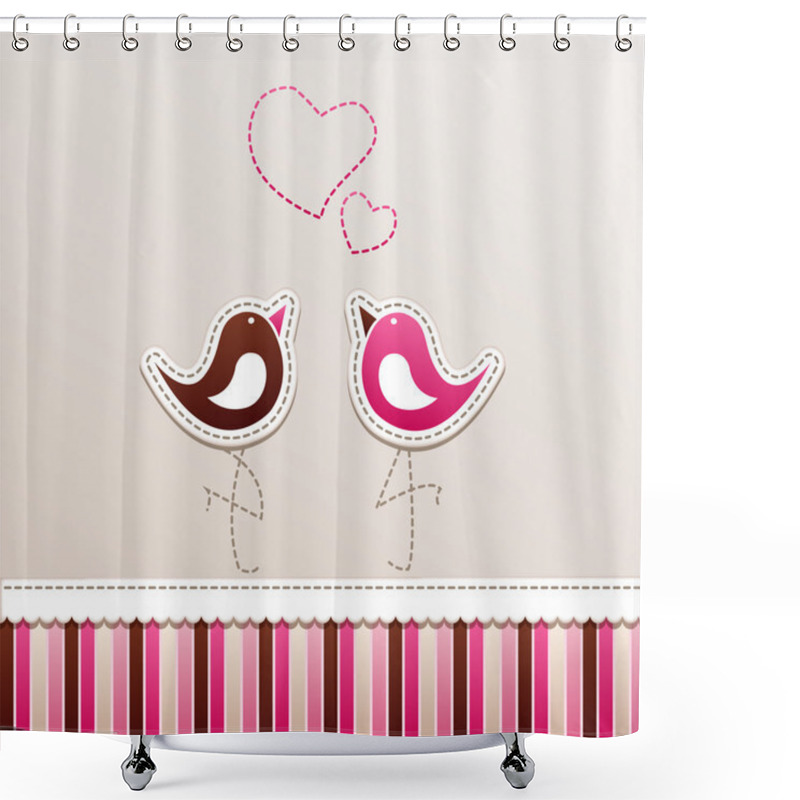 Personality  Card Design. Loving Birds. Shower Curtains