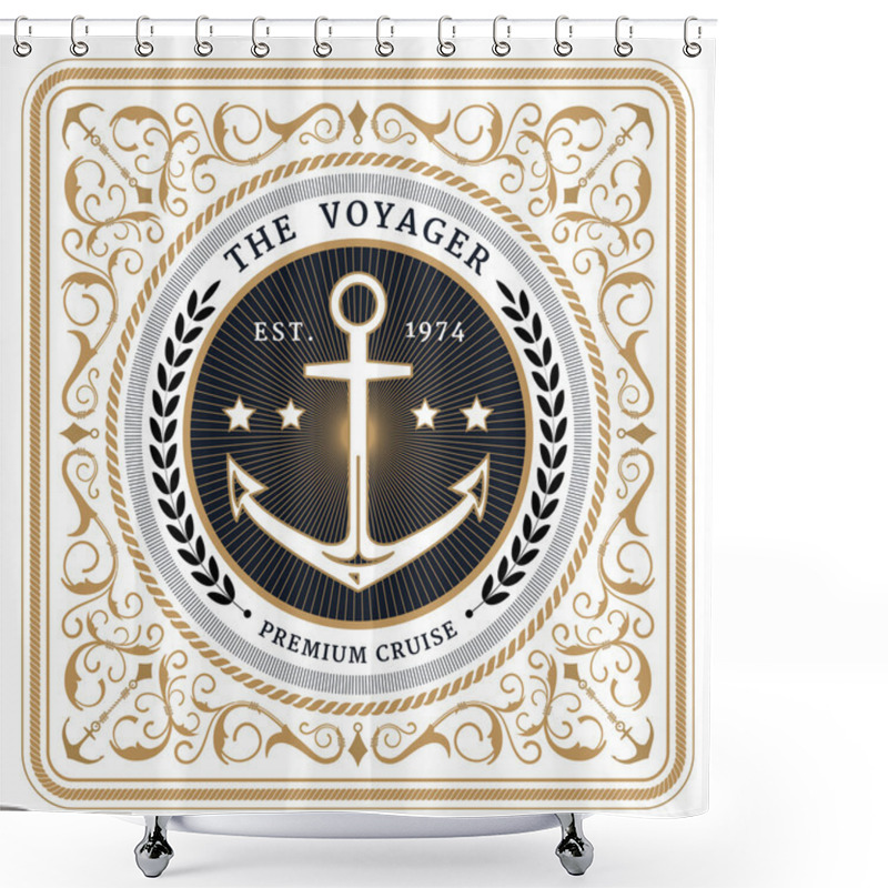 Personality  Nautical The Voyager Retro White Card Shower Curtains