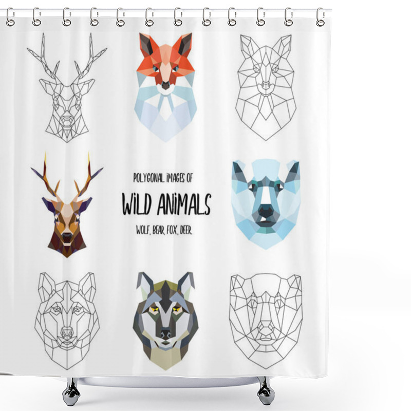 Personality  Set Of Illustrations. Vector Graphics. Portrait Of Triangles. Shower Curtains