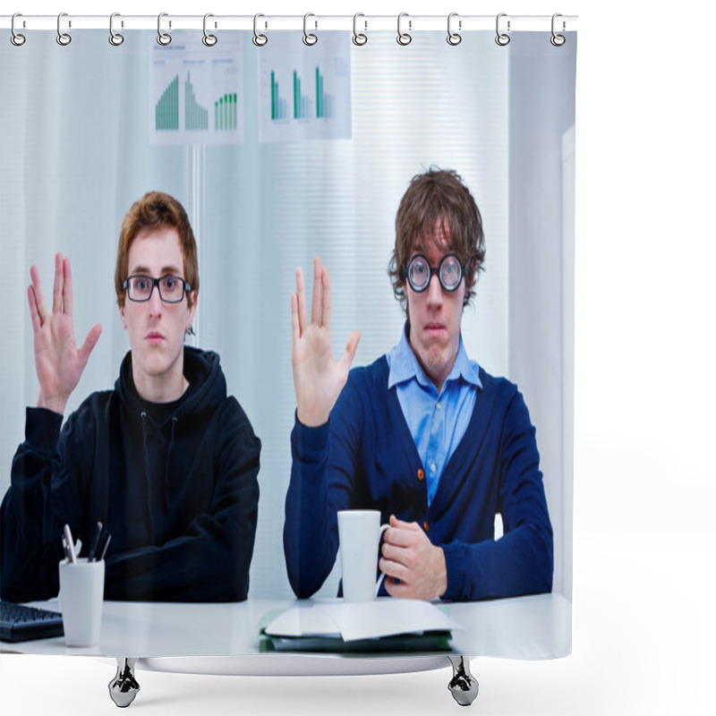 Personality  Two Very Nerd Brains Office Workers Shower Curtains