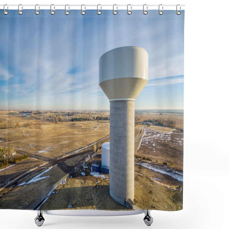 Personality  Water Tower Aerial View Shower Curtains