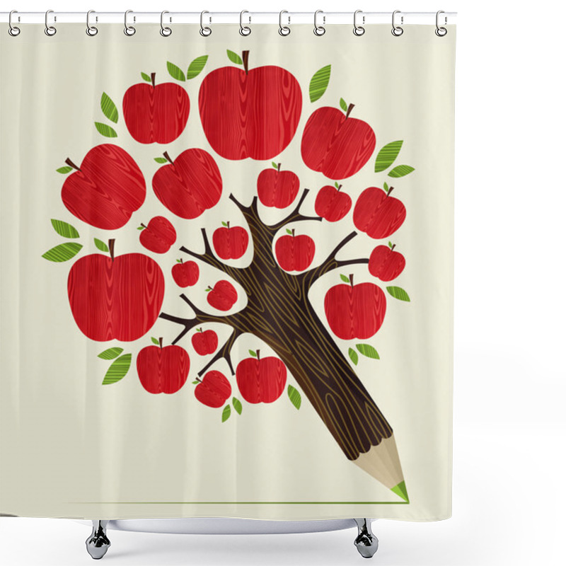 Personality  Red Apples Tree Pencil Concept Shower Curtains