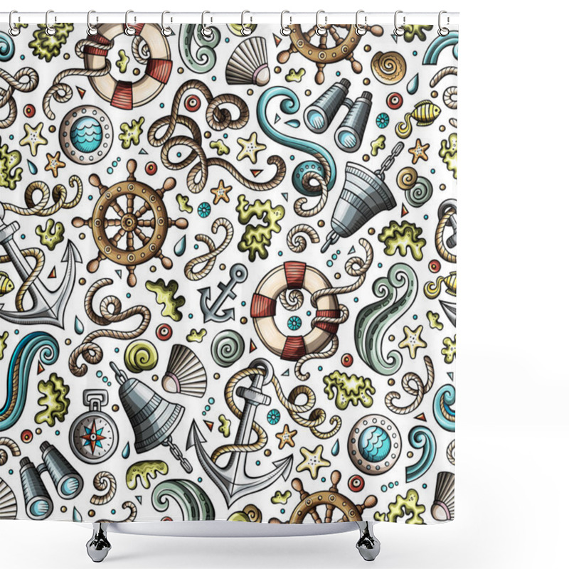 Personality  Cartoon Nautical Seamless Pattern Shower Curtains