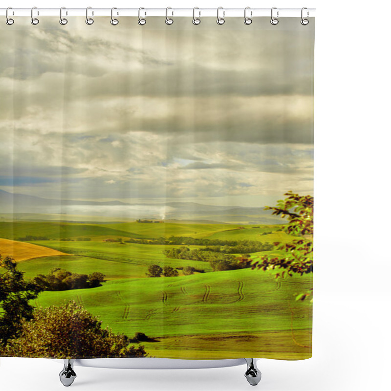 Personality  Tuscany, Rural Sunset Landscape. Shower Curtains