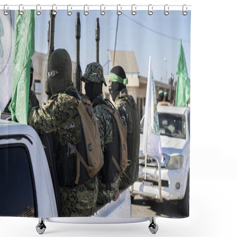 Personality  Hamas Holds Military Parade To Remember Israel's 2014 Offensive. July 20, 2022, Gaza  Strip, Palestine: Brigadiers From Al-Qassam, The Military Wing Of The Islamic Resistance Movement Hamas Shower Curtains