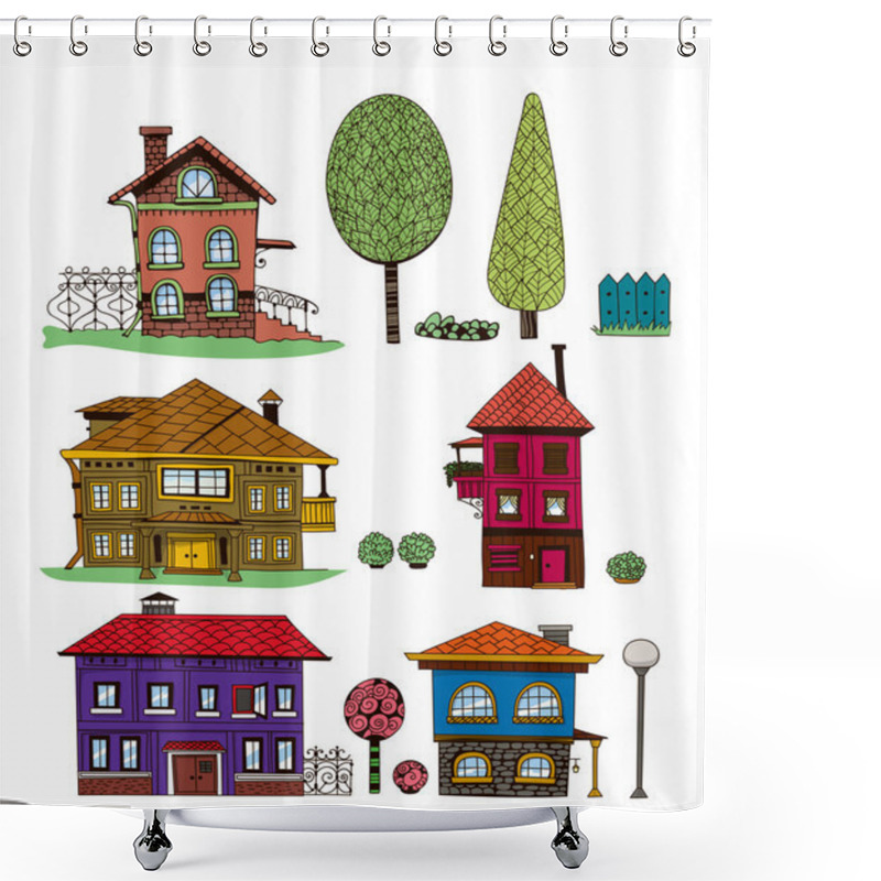 Personality  Houses Shower Curtains