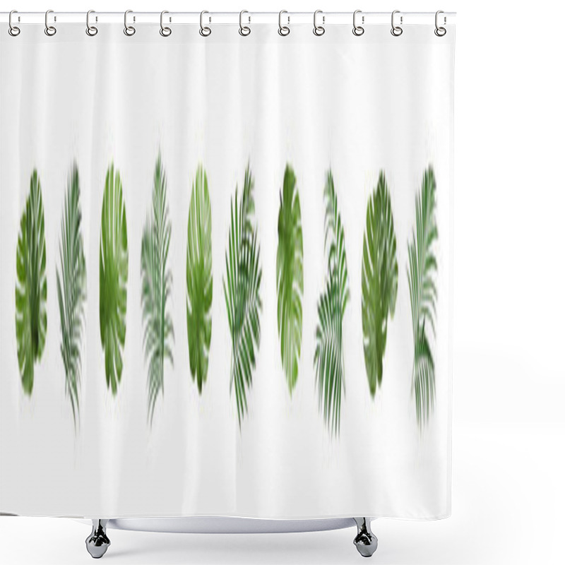 Personality  Set With Different Tropical Leaves On White Background. Banner Design Shower Curtains