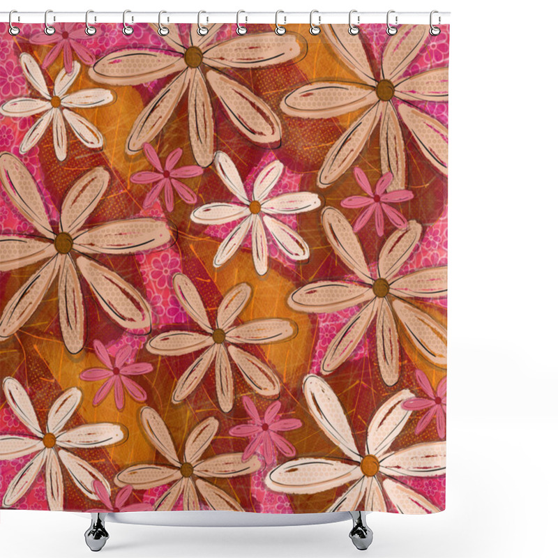 Personality  A Layered Graphic Leaf And Floral Pattern Graphic Design Shower Curtains