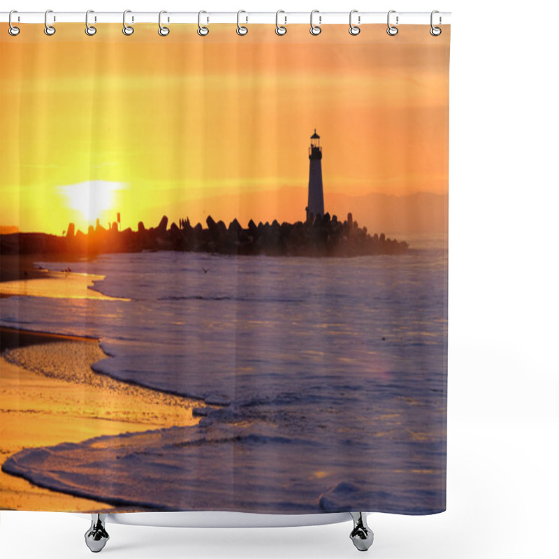 Personality  Santa Cruz Breakwater  Lighthouse Shower Curtains