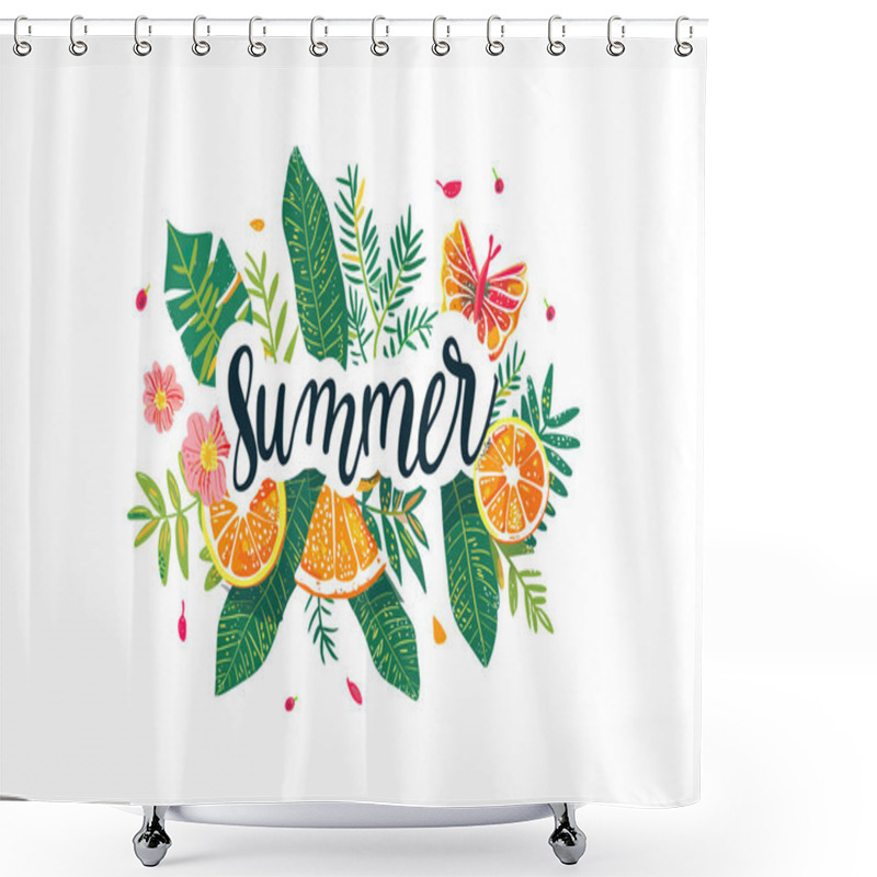 Personality  Summer Vibes Illustration With Tropical Elements. Vector Illustration Design. Shower Curtains