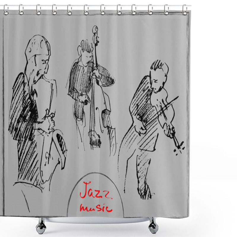 Personality  Sets Of The Sketched Musicians. Handdrawn Illustration Shower Curtains