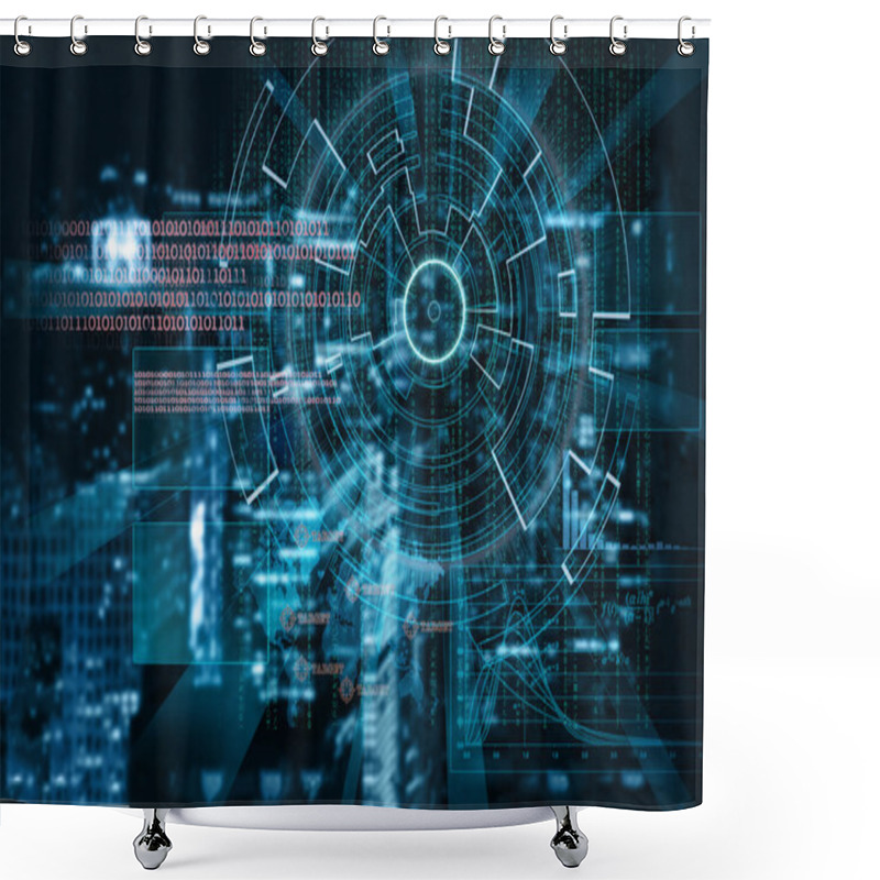 Personality  Cyber Laser Target On A Night City Blurred Background Shower Curtains