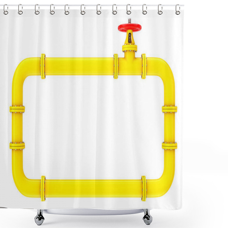 Personality  Gas Pipes And Valve. 3d Rendering Shower Curtains