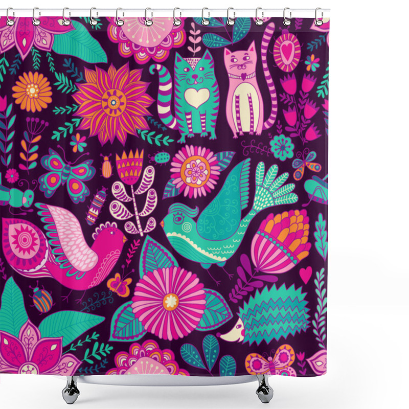 Personality  Seamless Floral Pattern Shower Curtains