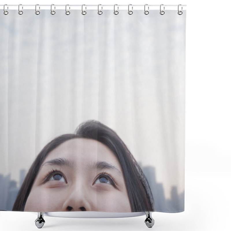 Personality  Woman Looking Up Shower Curtains