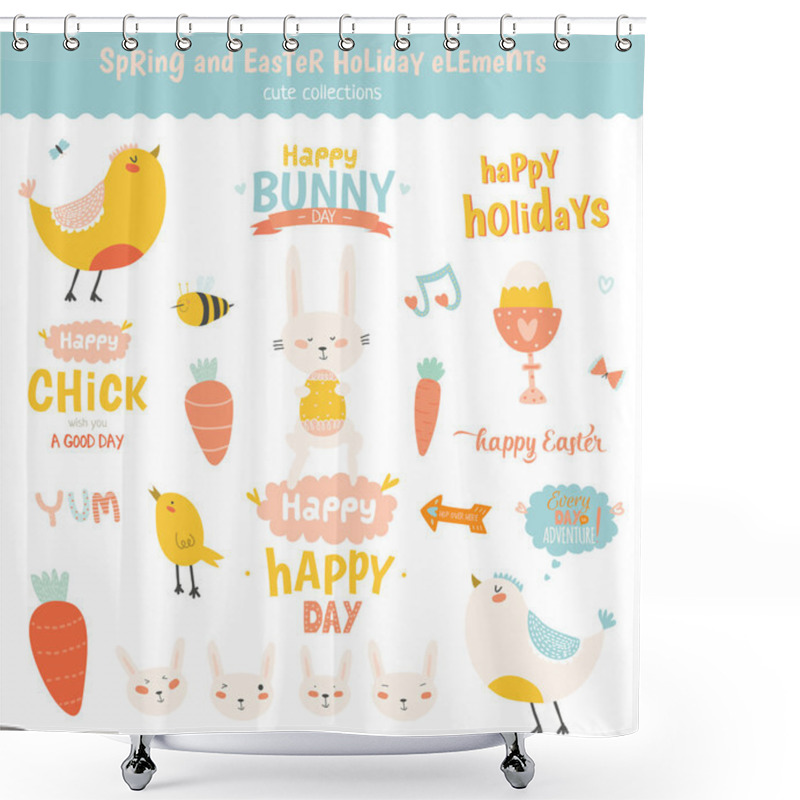 Personality  Happy Easter Elements Set Shower Curtains