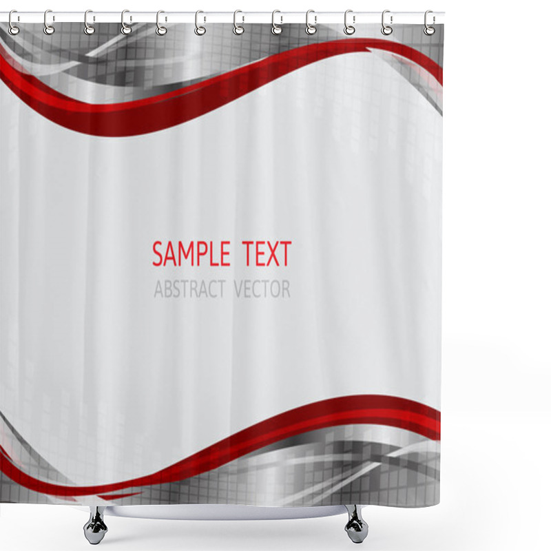 Personality  Silver And Red Wave Vector Background With Copy Space Shower Curtains